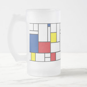 Mondrian Minimalistisch Geometric De Stijl Modern  Mattglas Bierglas