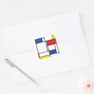 Mondrian Minimalistisch Geometric De Stijl Modern  Quadratischer Aufkleber