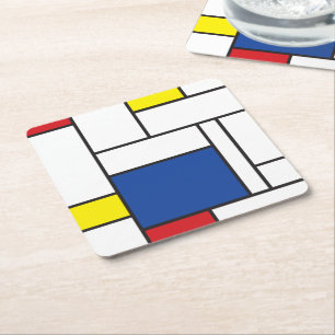 Mondrian Minimalistisch Geometric De Stijl Modern  Rechteckiger Pappuntersetzer