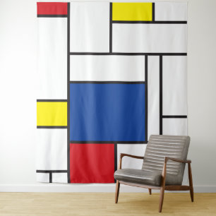 Mondrian Minimalistisch Geometric De Stijl Modern  Wandteppich
