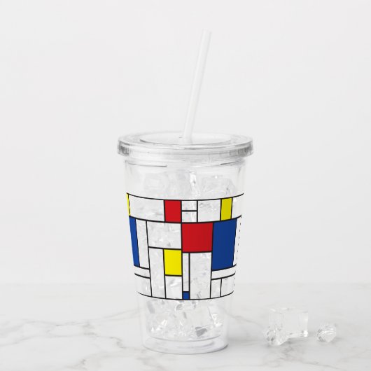 Mondrian Minimalistisch Geometric De Stijl Moderne Acryltrinkbecher (Rückseite Ice)