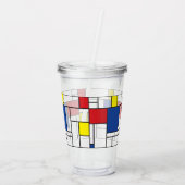 Mondrian Minimalistisch Geometric De Stijl Moderne Acryltrinkbecher (Rückseite)