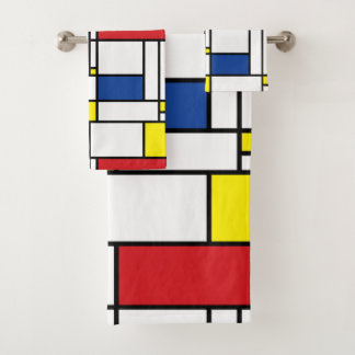 Mondrian Minimalistisch Geometric De Stijl Moderne Badhandtuch Set