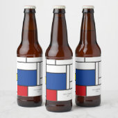 Mondrian Minimalistisch Geometric De Stijl Moderne Bierflaschenetikett (Flaschen)