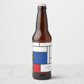 Mondrian Minimalistisch Geometric De Stijl Moderne Bierflaschenetikett (Vorderseite)