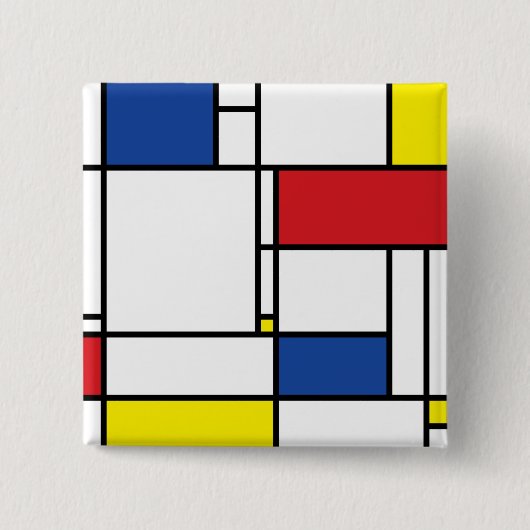 Mondrian Minimalistisch Geometric De Stijl Moderne Button (Vorderseite)