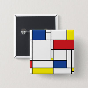 Mondrian Minimalistisch Geometric De Stijl Moderne Button