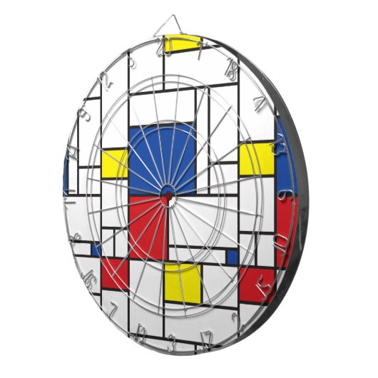 Mondrian Minimalistisch Geometric De Stijl Moderne Dartscheibe (Vorderseite rechts)