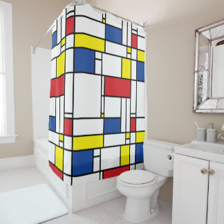 Mondrian Minimalistisch Geometric De Stijl Moderne Duschvorhang