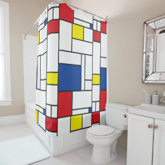 Mondrian Minimalistisch Geometric De Stijl Moderne Duschvorhang