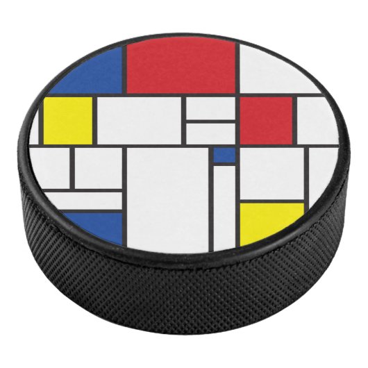 Mondrian Minimalistisch Geometric De Stijl Moderne Eishockey Puck (3/4)
