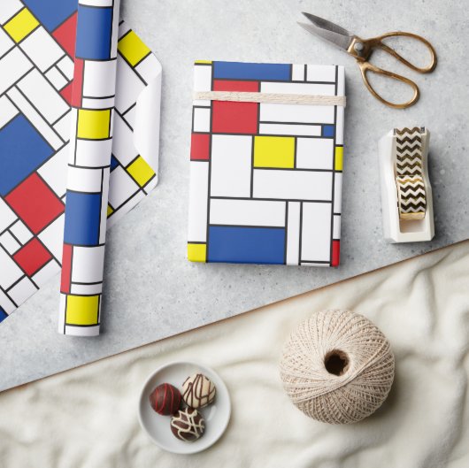 Mondrian Minimalistisch Geometric De Stijl Moderne Geschenkpapier (Kunsthandwerk)