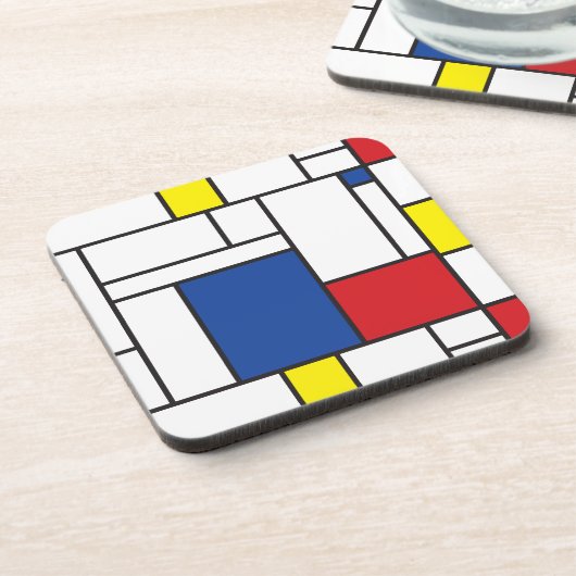 Mondrian Minimalistisch Geometric De Stijl Moderne Getränkeuntersetzer (Linke Seite)