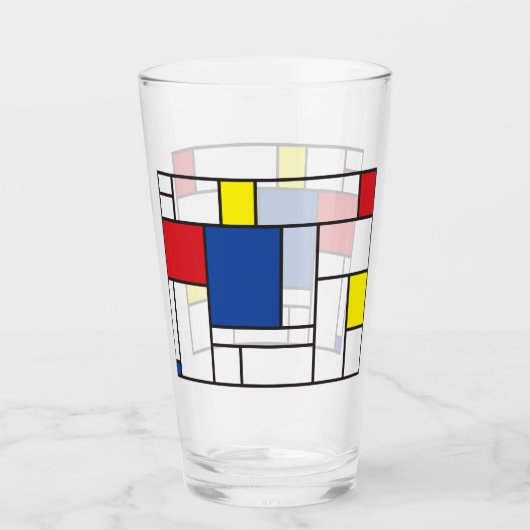 Mondrian Minimalistisch Geometric De Stijl Moderne Glas (Vorderseite)