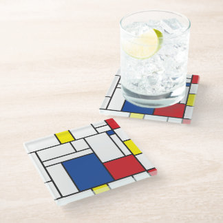 Mondrian Minimalistisch Geometric De Stijl Moderne Glasuntersetzer