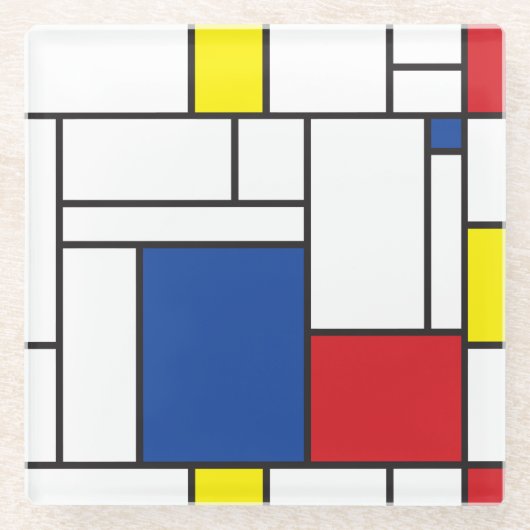 Mondrian Minimalistisch Geometric De Stijl Moderne Glasuntersetzer (Vorderseite)