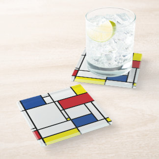 Mondrian Minimalistisch Geometric De Stijl Moderne Glasuntersetzer