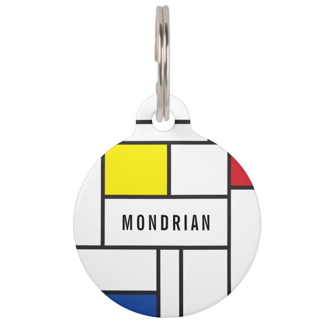 Mondrian Minimalistisch Geometric De Stijl Moderne Haustiermarke (Vorderseite)