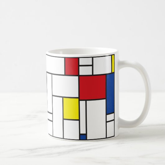 Mondrian Minimalistisch Geometric De Stijl Moderne Kaffeetasse (Rechts)