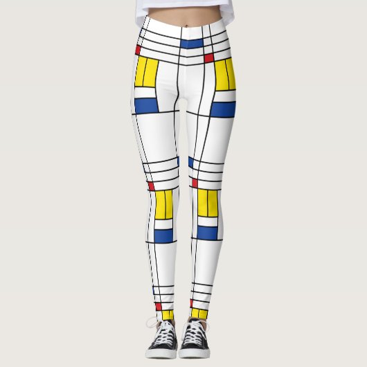 Mondrian Minimalistisch Geometric De Stijl Moderne Leggings (Vorderseite)