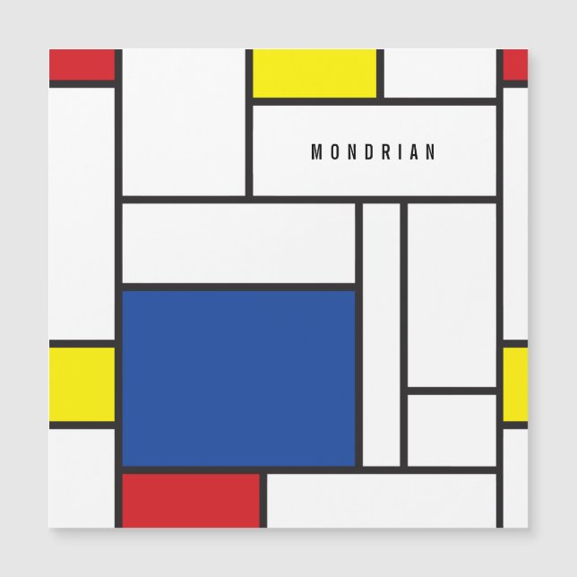 Mondrian Minimalistisch Geometric De Stijl Moderne Magnetkarte (Vorderseite)