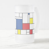 Mondrian Minimalistisch Geometric De Stijl Moderne Mattglas Bierglas (VorderseiteRechts)