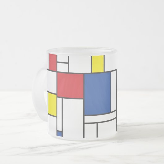 Mondrian Minimalistisch Geometric De Stijl Moderne Mattglastasse (Vorderseite Links)