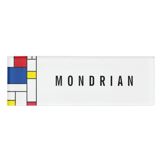Mondrian Minimalistisch Geometric De Stijl Moderne Namenschild (Vorderseite)
