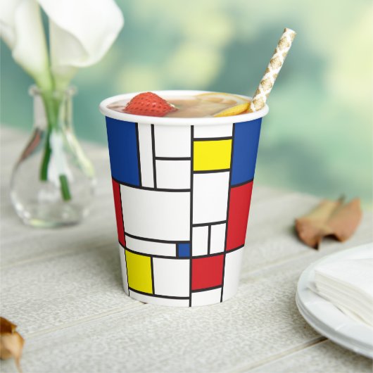 Mondrian Minimalistisch Geometric De Stijl Moderne Pappbecher (In Situ)