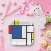 Mondrian Minimalistisch Geometric De Stijl Moderne Pappteller (Party)