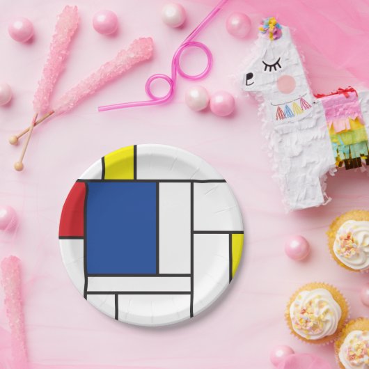 Mondrian Minimalistisch Geometric De Stijl Moderne Pappteller (Party)