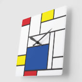 Mondrian Minimalistisch Geometric De Stijl Moderne Quadratische Wanduhr (Winkel)
