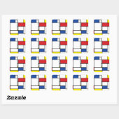 Mondrian Minimalistisch Geometric De Stijl Moderne Quadratischer Aufkleber (Blatt)