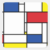 Mondrian Minimalistisch Geometric De Stijl Moderne Quadratischer Aufkleber (Vorderseite)