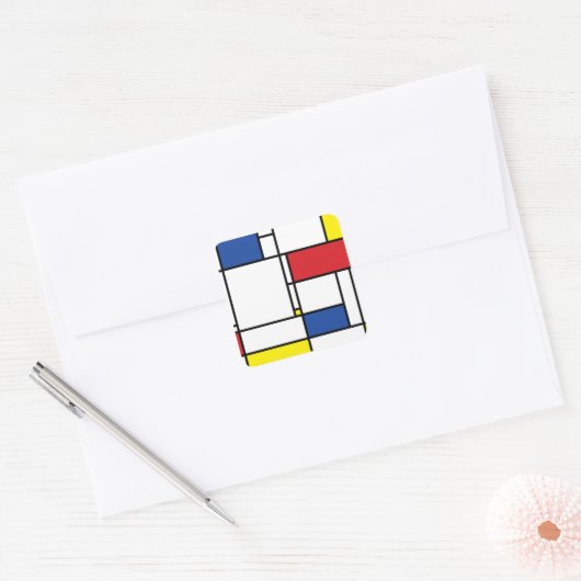 Mondrian Minimalistisch Geometric De Stijl Moderne Quadratischer Aufkleber (Umschlag)