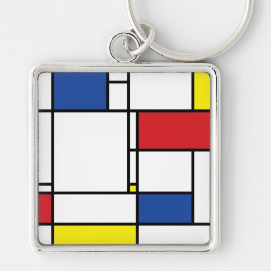 Mondrian Minimalistisch Geometric De Stijl Moderne Schlüsselanhänger (Vorne)