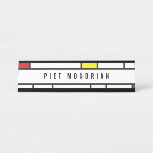Mondrian Minimalistisch Geometric De Stijl Moderne Schreibtischnamensplakette (Vorderseite )
