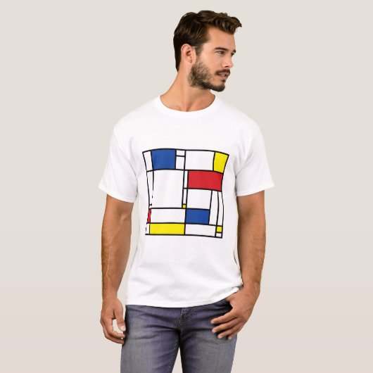 Mondrian Minimalistisch Geometric De Stijl Moderne T-Shirt (Vorne ganz)