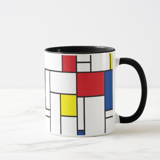 Mondrian Minimalistisch Geometric De Stijl Moderne Tasse (Rechts)