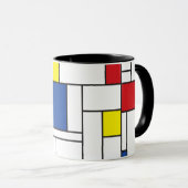 Mondrian Minimalistisch Geometric De Stijl Moderne Tasse (VorderseiteRechts)