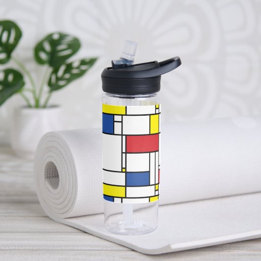 Mondrian Minimalistisch Geometric De Stijl Moderne Trinkflasche (Yoga)
