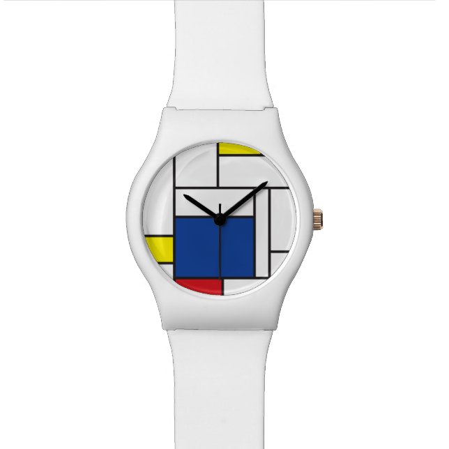 Mondrian Minimalistisch Geometric De Stijl Moderne Uhr (Nahaufnahme)