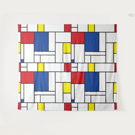Mondrian Minimalistisch Geometric De Stijl Moderne Wandteppich (Vorderseite (Horizontal))