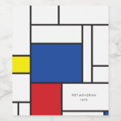 Mondrian Minimalistisch Geometric De Stijl Moderne Weinetikett (Einzelnes Label)