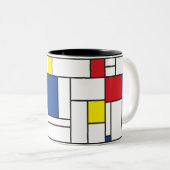 Mondrian Minimalistisch Geometric De Stijl Moderne Zweifarbige Tasse (VorderseiteRechts)