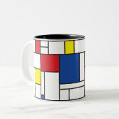 Mondrian Minimalistisch Geometric De Stijl Moderne Zweifarbige Tasse (Vorderseite Links)