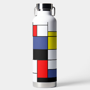 Mondrian, minimalistisch moderne Kunst Primärfarbe Trinkflasche