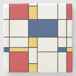 Mondrian Minimalistische Abstrakte Kunst Primärfar Steinuntersetzer