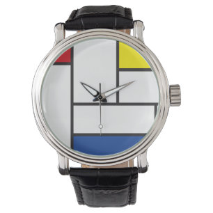 Mondrian Minimalistische Geometrische De-Stijl-Mod Armbanduhr