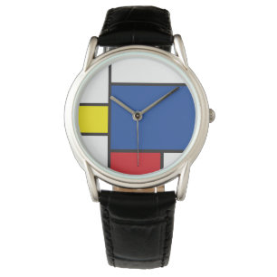 Mondrian Minimalistische Geometrische De-Stijl-Mod Armbanduhr